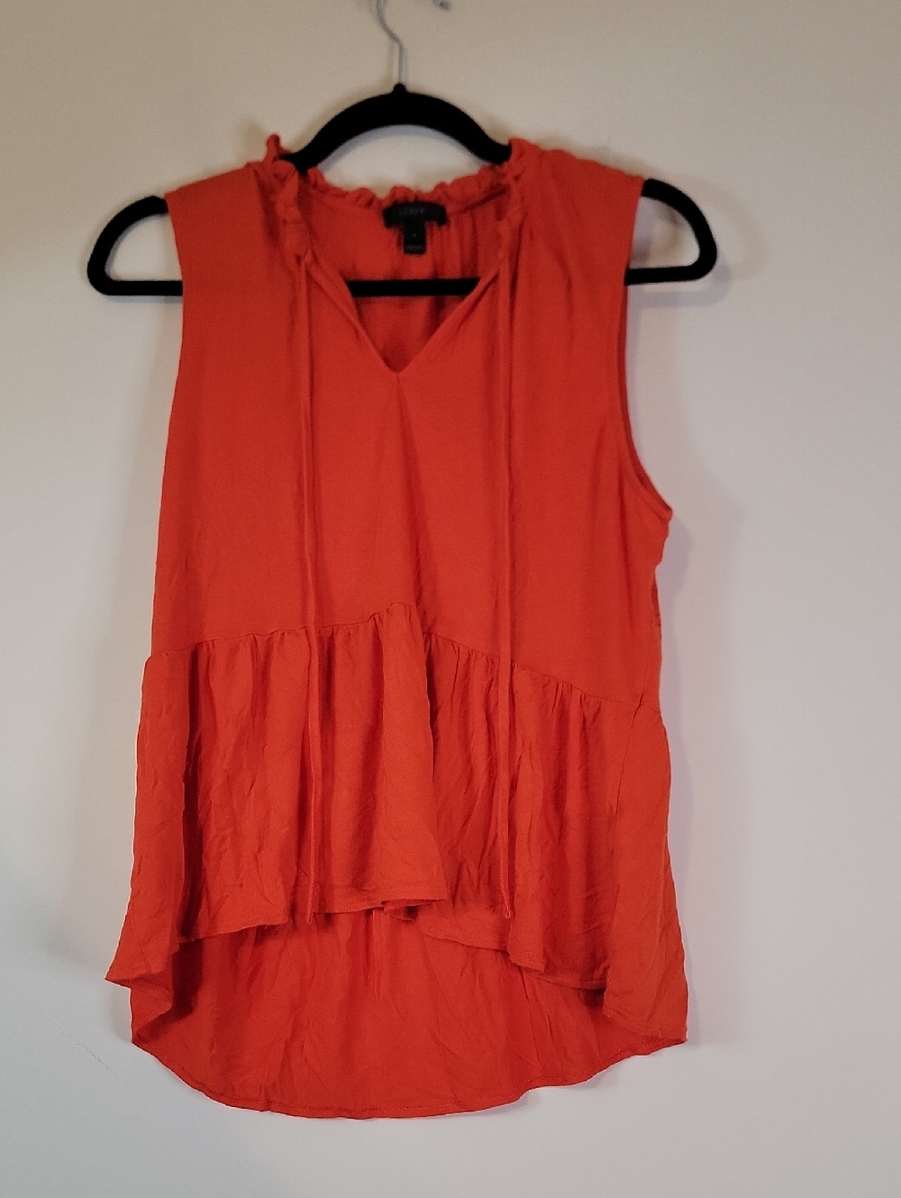 Sleeveless Ruffle Peplum Top - Orange J. Crew